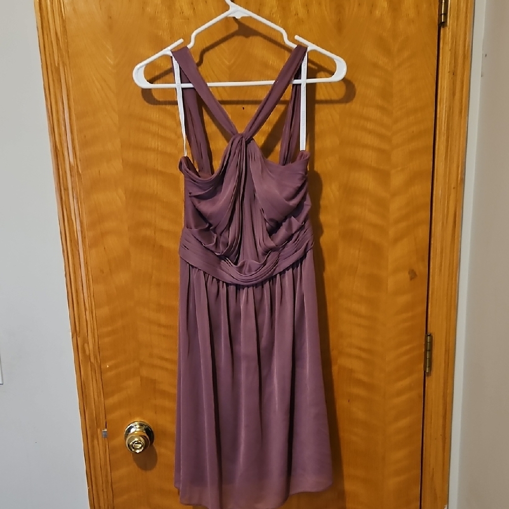 David's Bridal Dusty Mauve Sleeveless Midi Dress